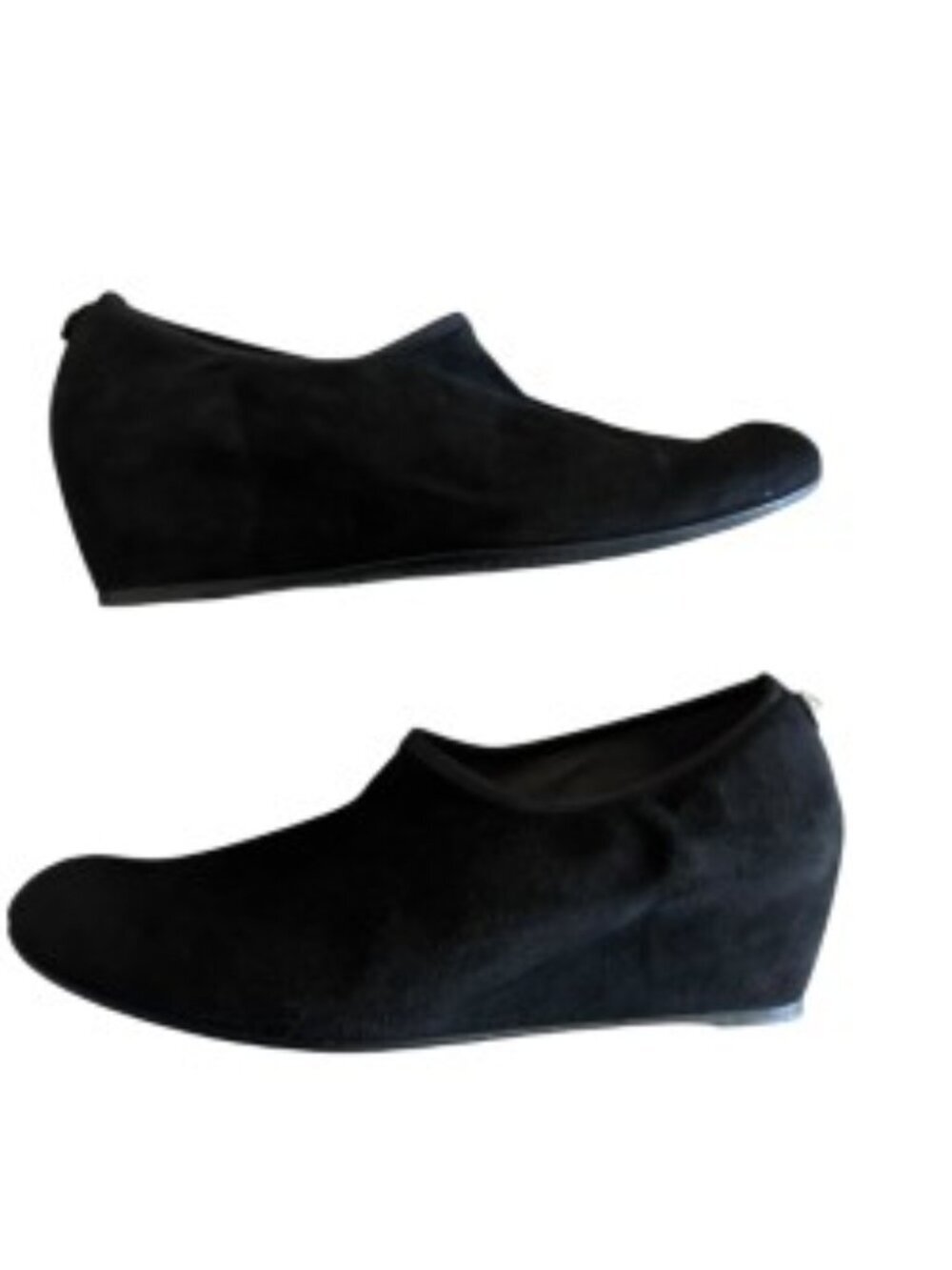 Stuart Weitzman Black Suede Covered Wedge Shoe 9 - Picture 3 of 7